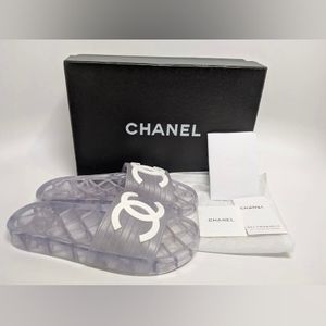 Transparent CC flat slide sandal